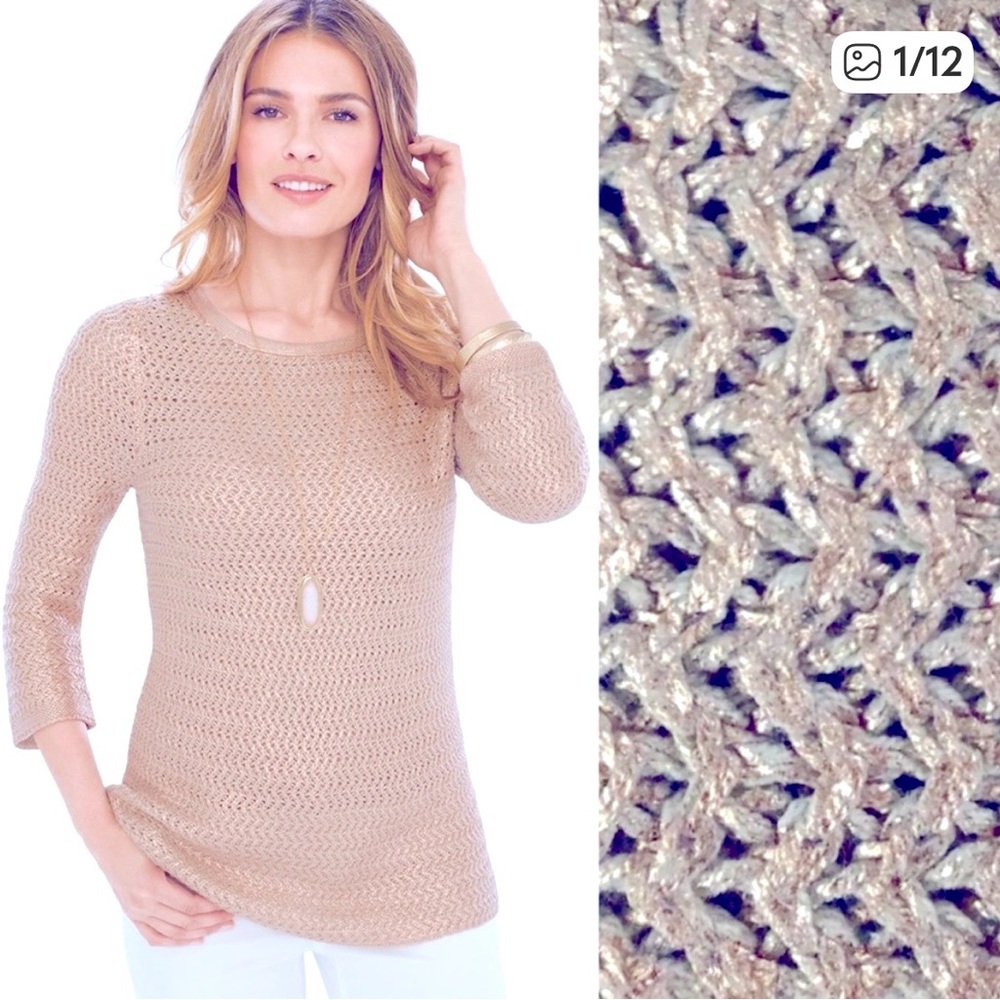 NWOT Rose gold metallic foil sweater pullover “Paris Pink”